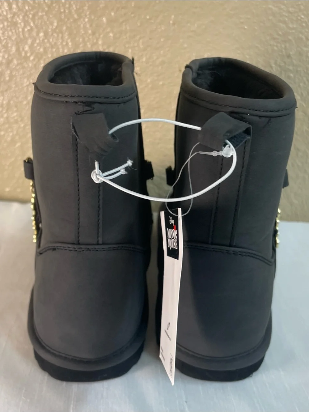 Disney Minnie Mouse Kids Charm Black Winter Boots Size 3 ( Little Girls)